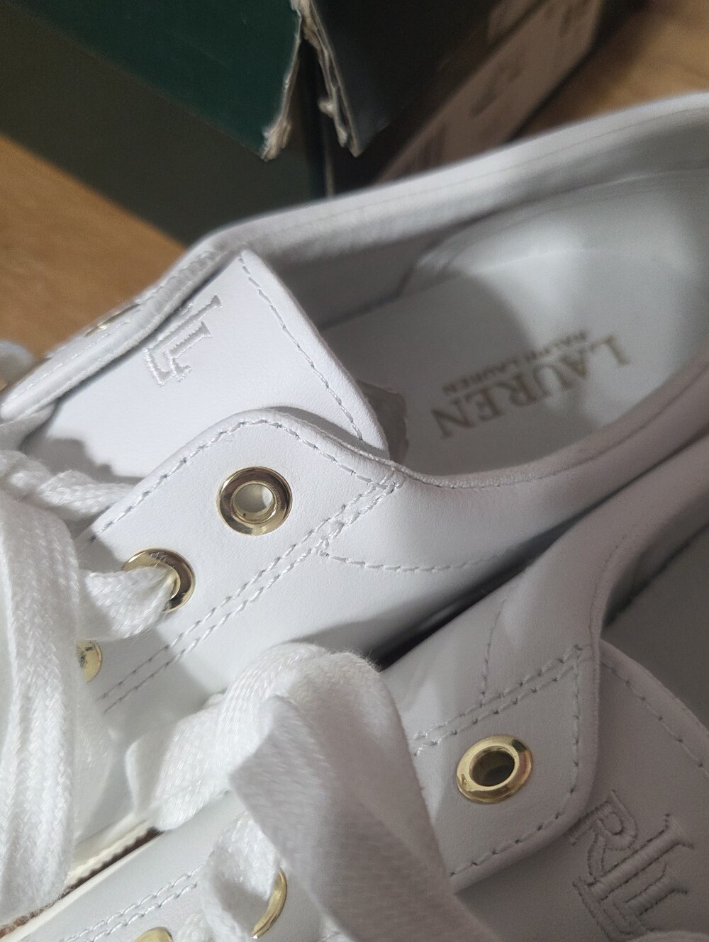 Lauren Ralph Lauren Jolie White Action Leather Sneakers Womens Size 8B Preppy - Picture 9 of 11